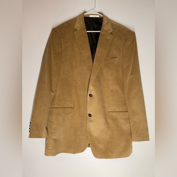 Lauren Ralph Lauren Tan Corduroy 2 Button Jacket Blazer Sports Coat Lined 44L‎ - Picture 1 of 16